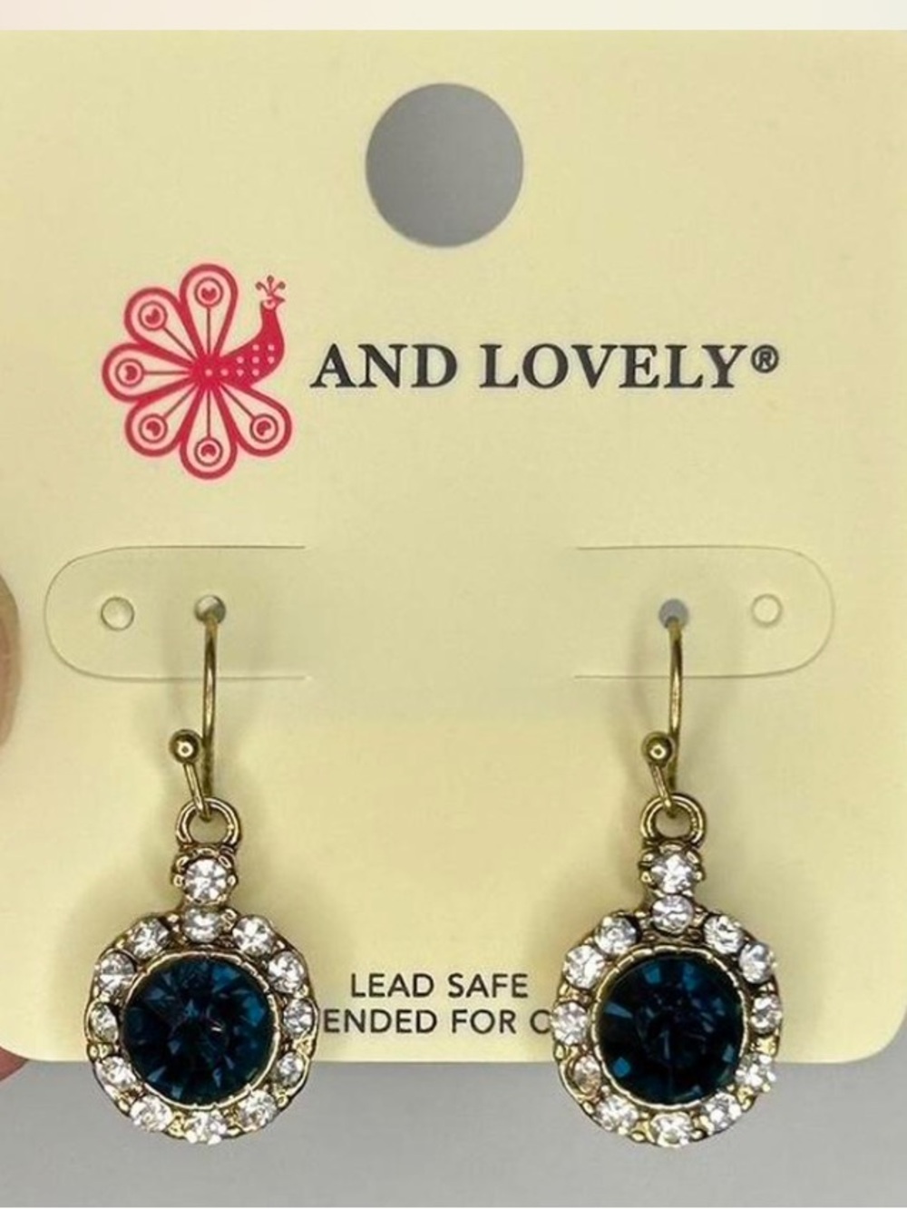 ⭐️ And Lovely Gold-Tone Navy Crystal Halo Drop Earrings